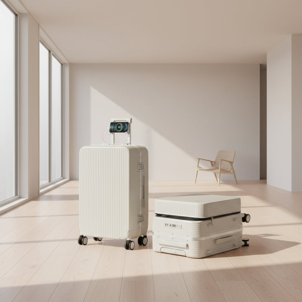 Aluminum Frame Carry-On Suitcase - USB Port, Cup & Phone Holder 20/24 Inch