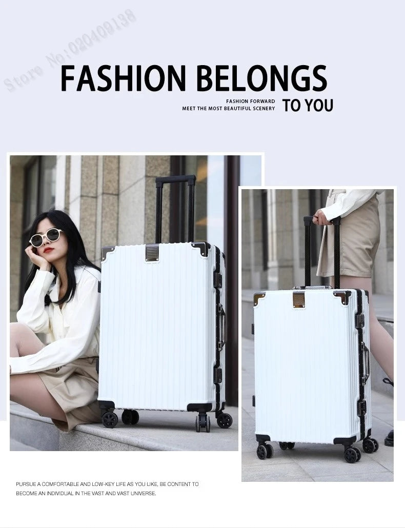 New Aluminum Frame Luggage 20/22/24/26/28 Inch Student