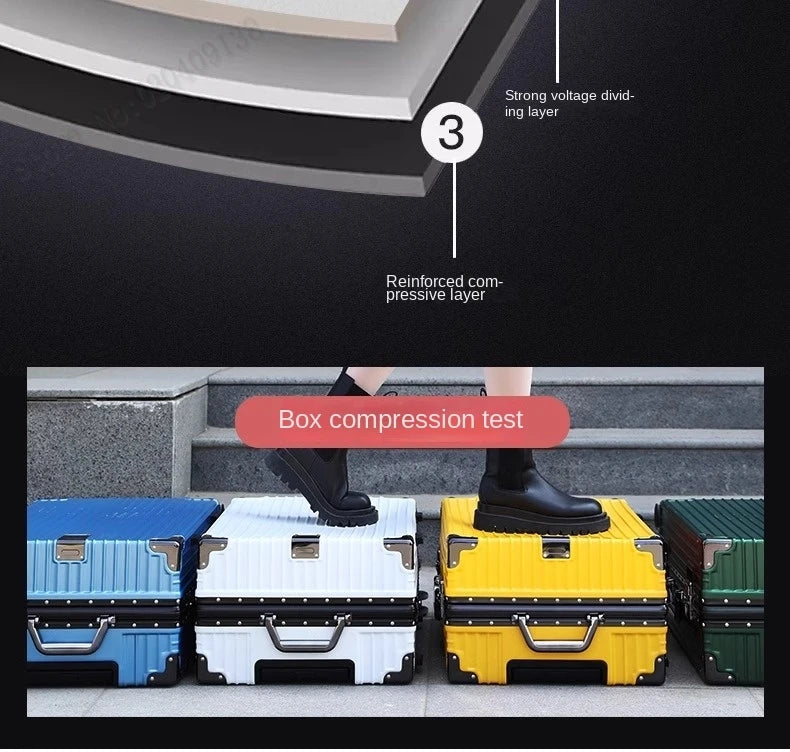 New Aluminum Frame Luggage 20/22/24/26/28 Inch Student