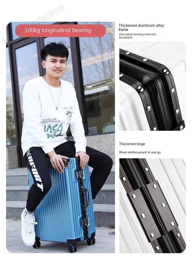 New Aluminum Frame Luggage 20/22/24/26/28 Inch Student