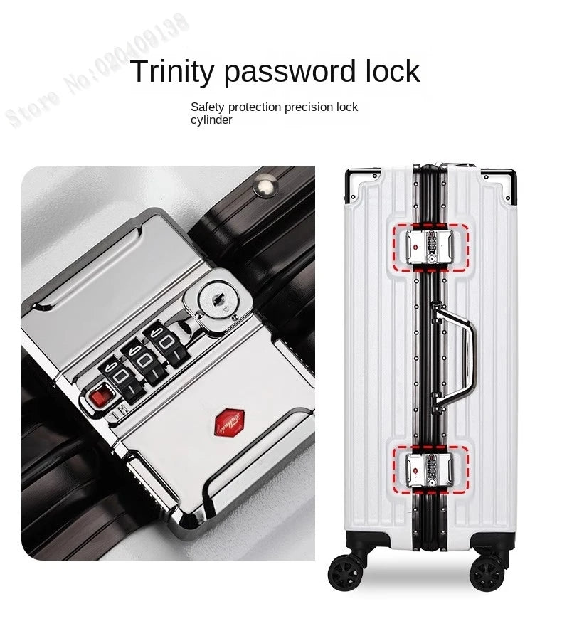 New Aluminum Frame Luggage 20/22/24/26/28 Inch Student