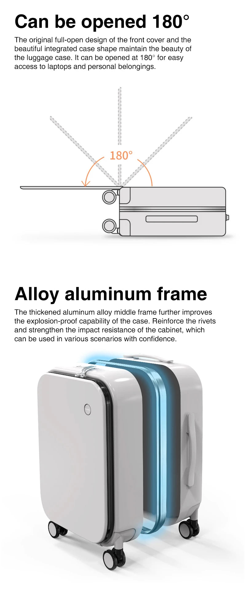 Aluminum Frame PC Hardshell Suitcase - Quick Access, 15.6" Laptop, Spinner 18-24"