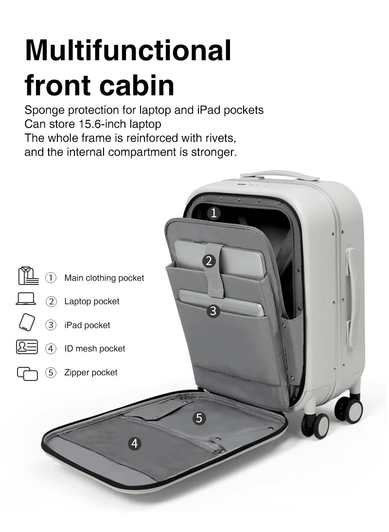 Aluminum Frame PC Hardshell Suitcase - Quick Access, 15.6" Laptop, Spinner 18-24"