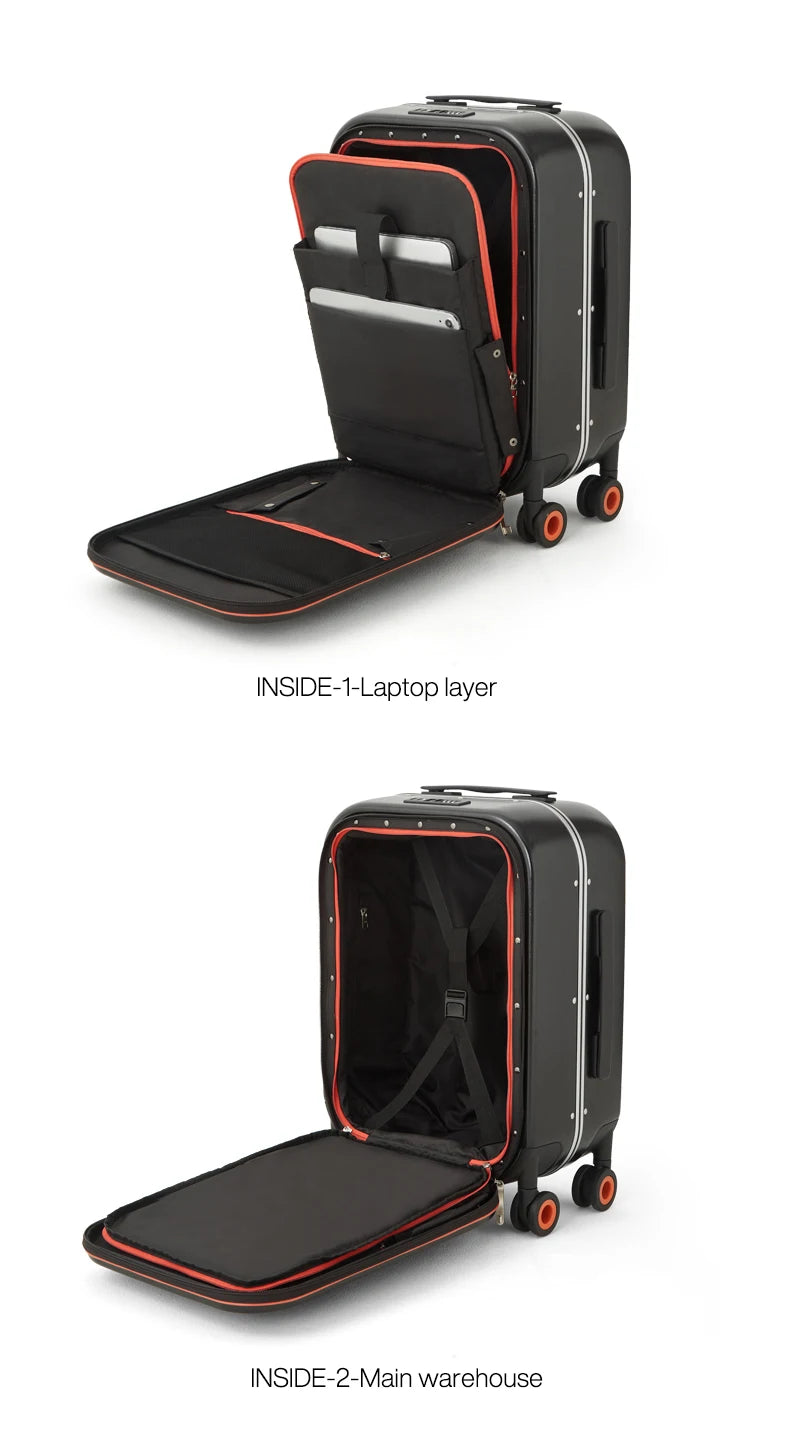 Aluminum Frame PC Hardshell Suitcase - Quick Access, 15.6" Laptop, Spinner 18-24"