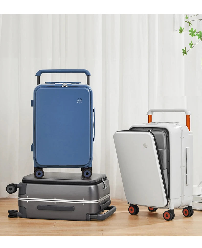 20-inch PC & Aluminum Frame Hardshell Suitcase - Wide Handle Carry-On Luggage