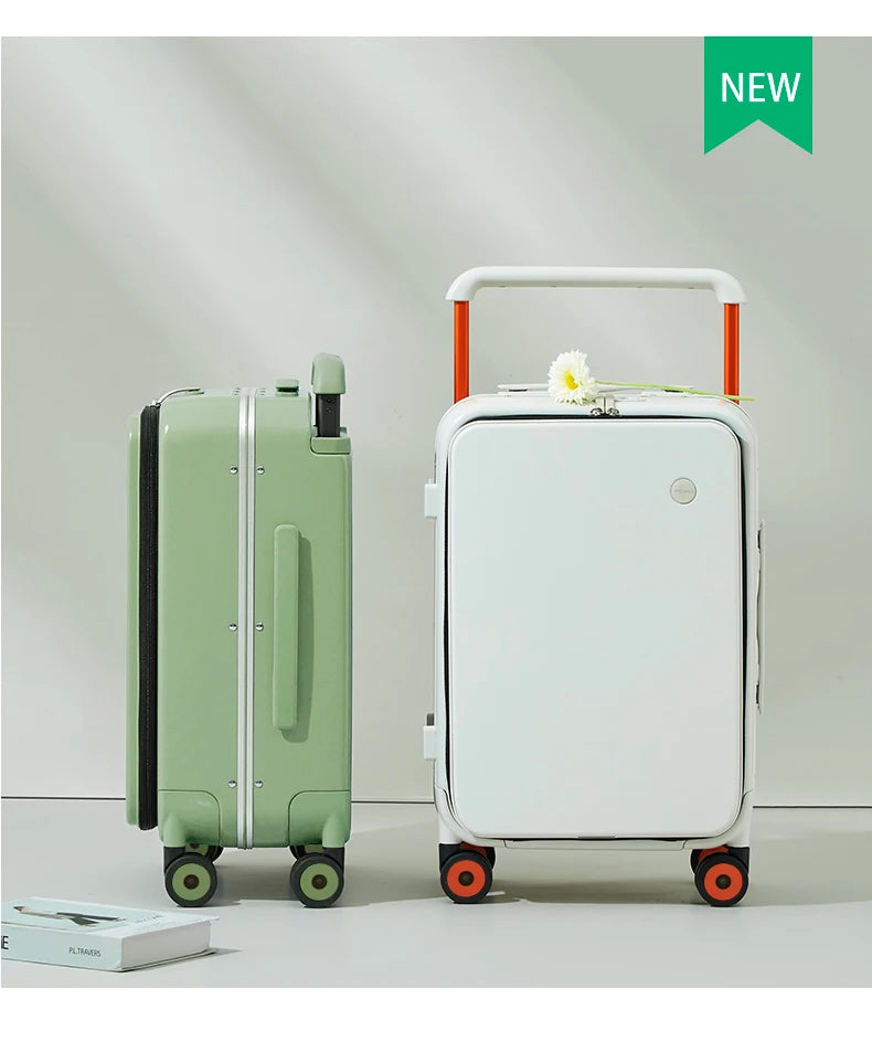 20-inch PC & Aluminum Frame Hardshell Suitcase - Wide Handle Carry-On Luggage