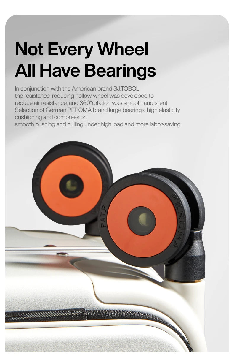 20-inch PC & Aluminum Frame Hardshell Suitcase - Wide Handle Carry-On Luggage