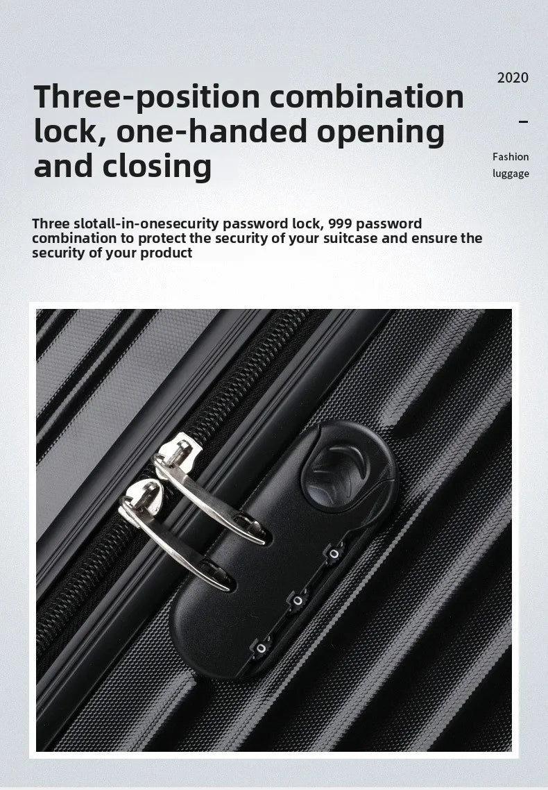 Large capacity aluminum frame suitcase, multi-functional