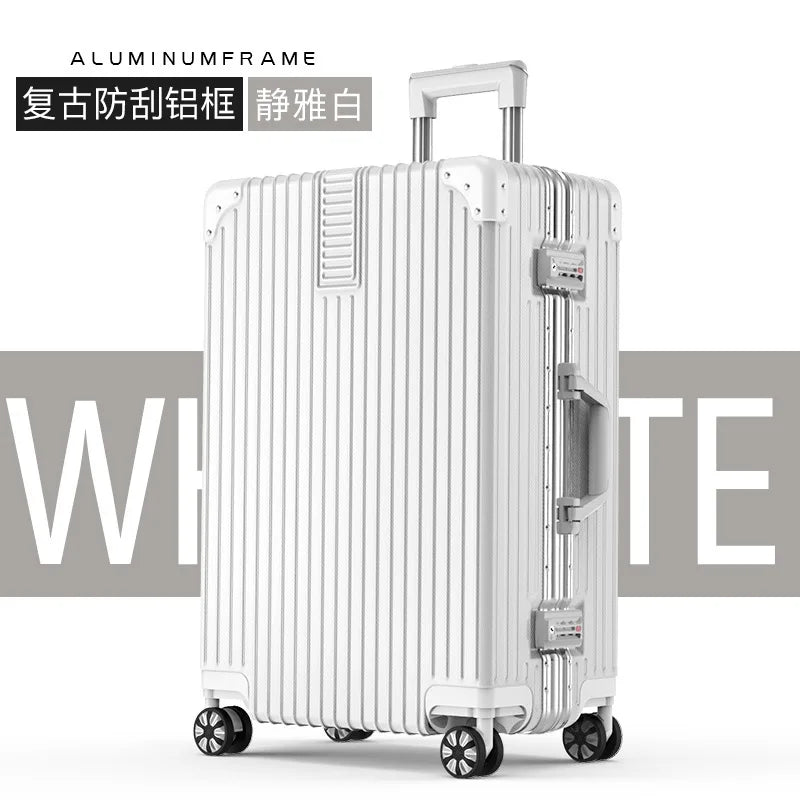 Large capacity aluminum frame suitcase, multi-functional