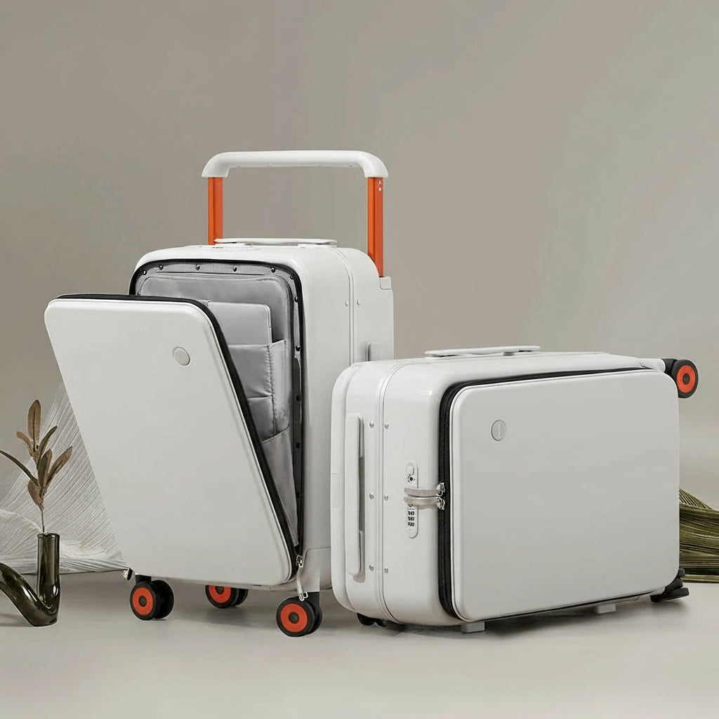 20-inch PC & Aluminum Frame Hardshell Suitcase - Wide Handle Carry-On Luggage