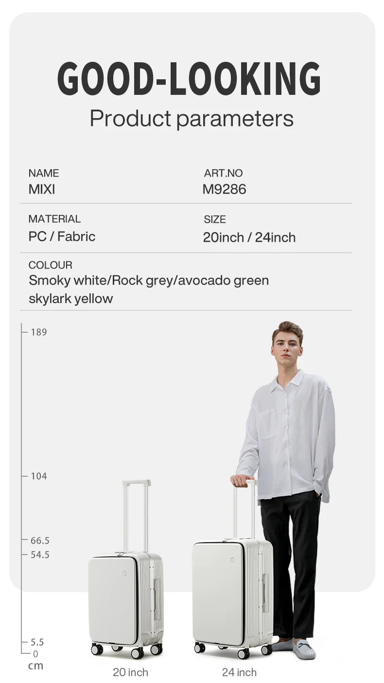 Aluminum Frame Carry-On Suitcase - USB Port, Cup & Phone Holder 20/24 Inch