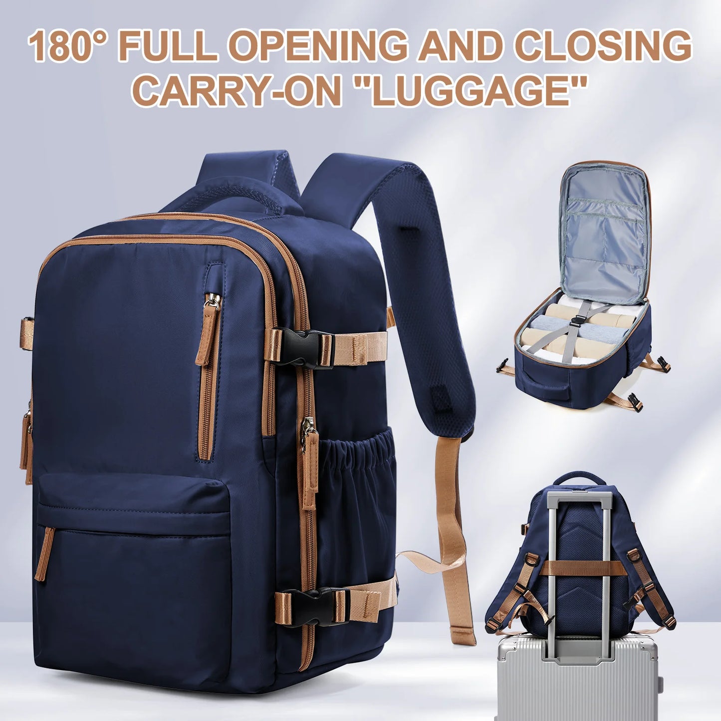 Travel Backpack Cabin Bag, Ryanair Backpack 40x20x25 Carry-Ons, Men Women 15.6 inch Laptop Backpack, Casual 40x28x17 Backpack