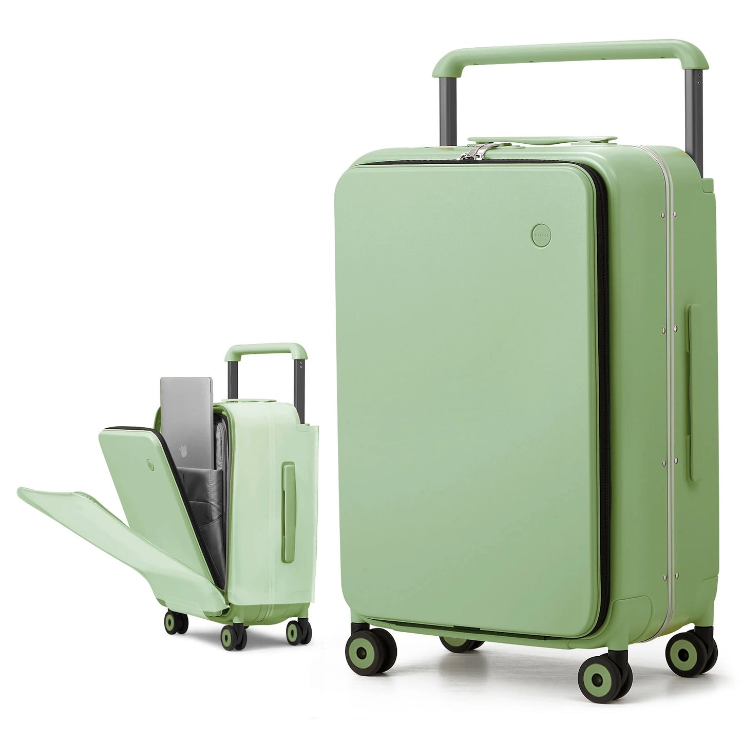 20-inch PC & Aluminum Frame Hardshell Suitcase - Wide Handle Carry-On Luggage