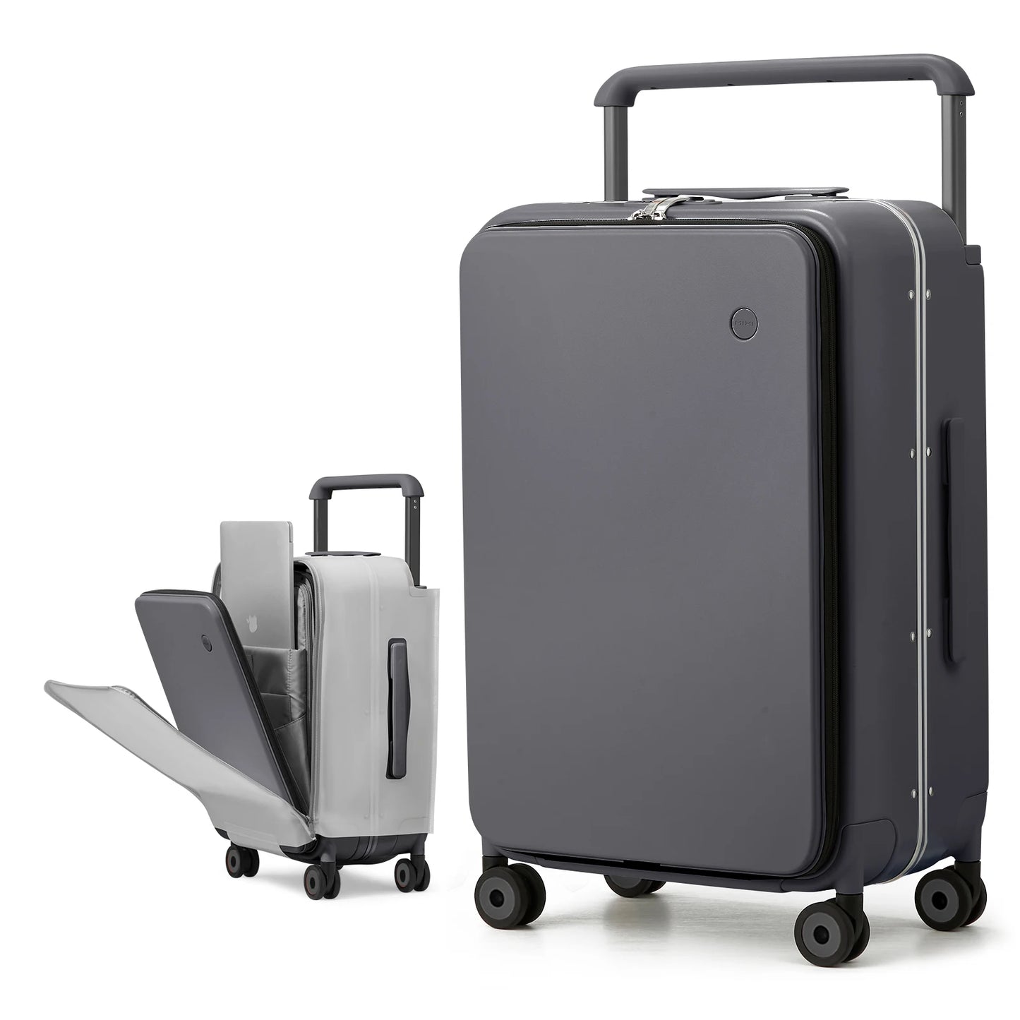 20-inch PC & Aluminum Frame Hardshell Suitcase - Wide Handle Carry-On Luggage