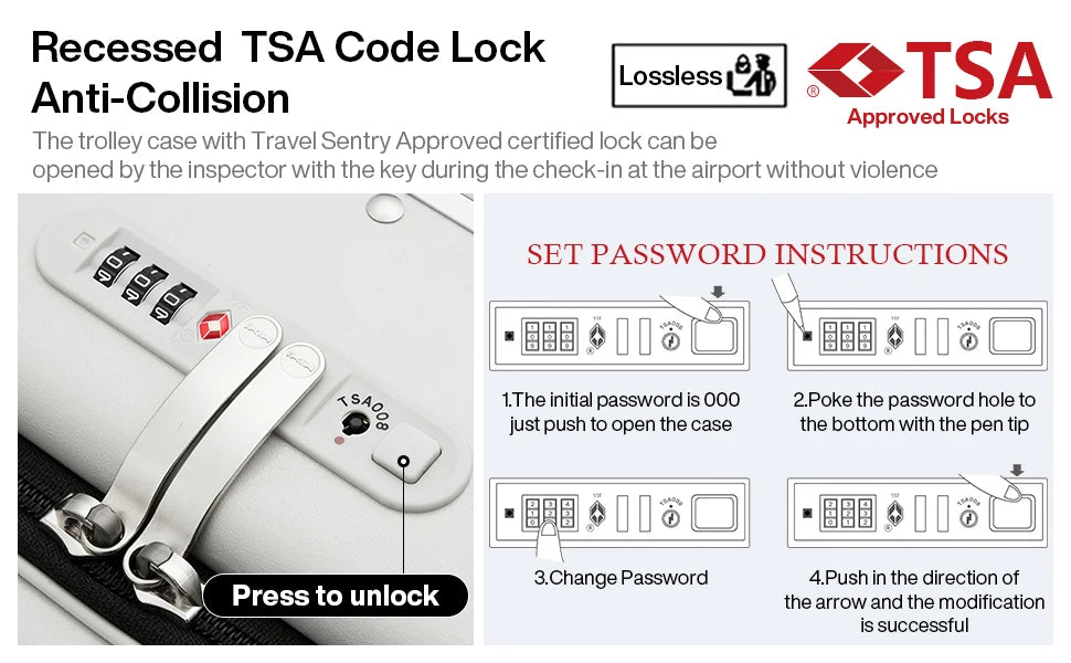 20-inch PC & Aluminum Frame Hardshell Suitcase - Wide Handle Carry-On Luggage