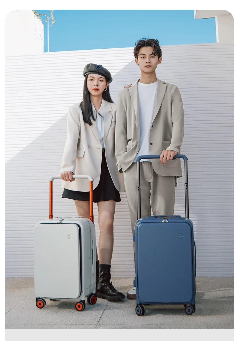 20-inch PC & Aluminum Frame Hardshell Suitcase - Wide Handle Carry-On Luggage