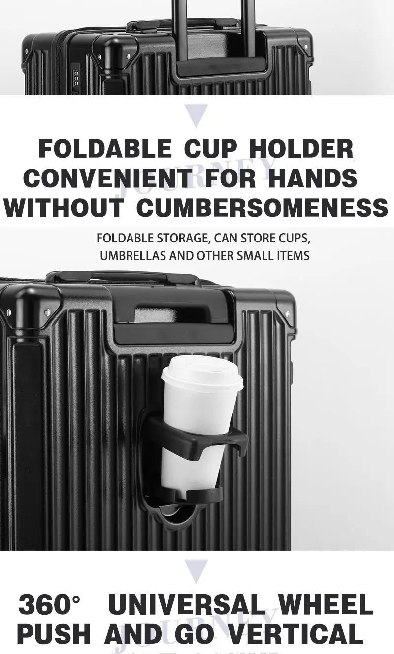 Zippered ABS+PC Suitcase Multi-Functional Large-Capacity Luggage Travel Case