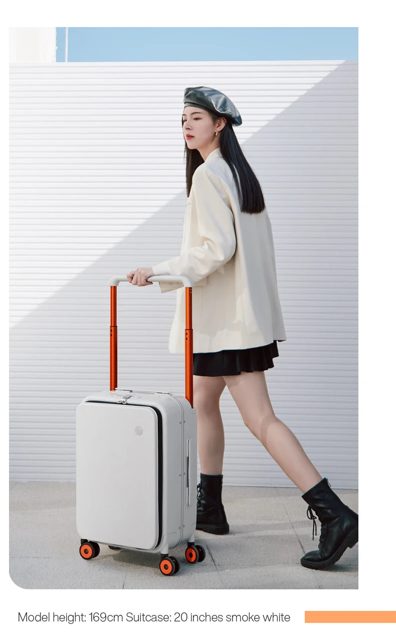 20-inch PC & Aluminum Frame Hardshell Suitcase - Wide Handle Carry-On Luggage