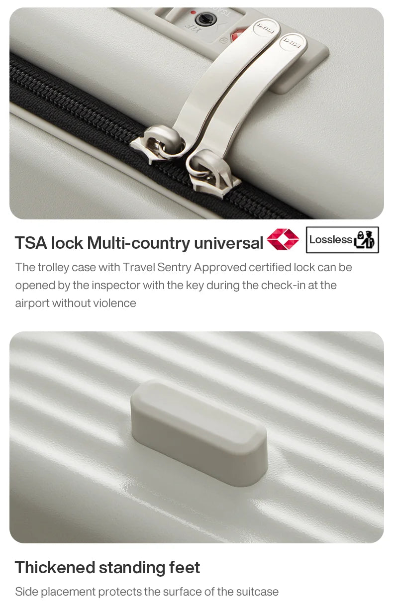 Aluminum Frame Carry-On Suitcase - USB Port, Cup & Phone Holder 20/24 Inch