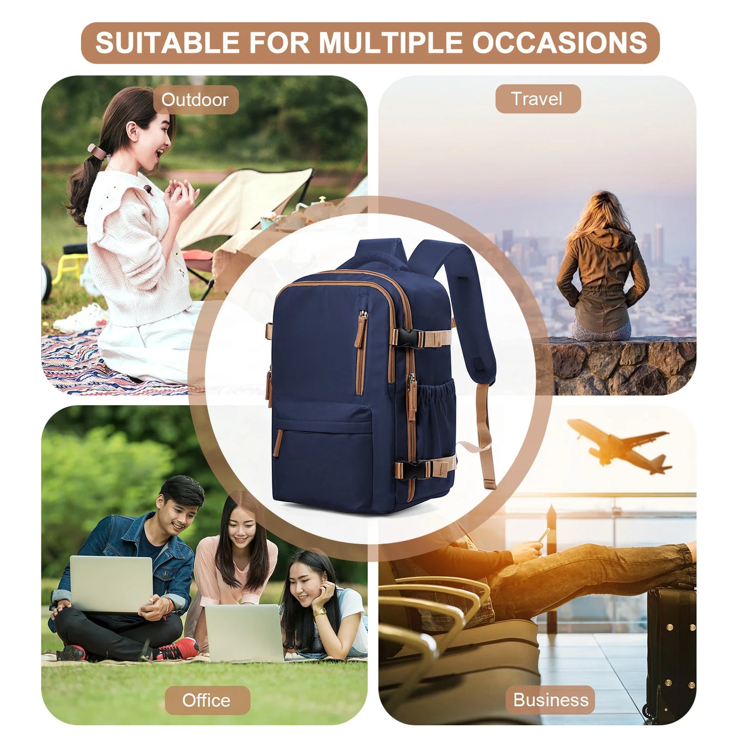 Travel Backpack Cabin Bag, Ryanair Backpack 40x20x25 Carry-Ons, Men Women 15.6 inch Laptop Backpack, Casual 40x28x17 Backpack