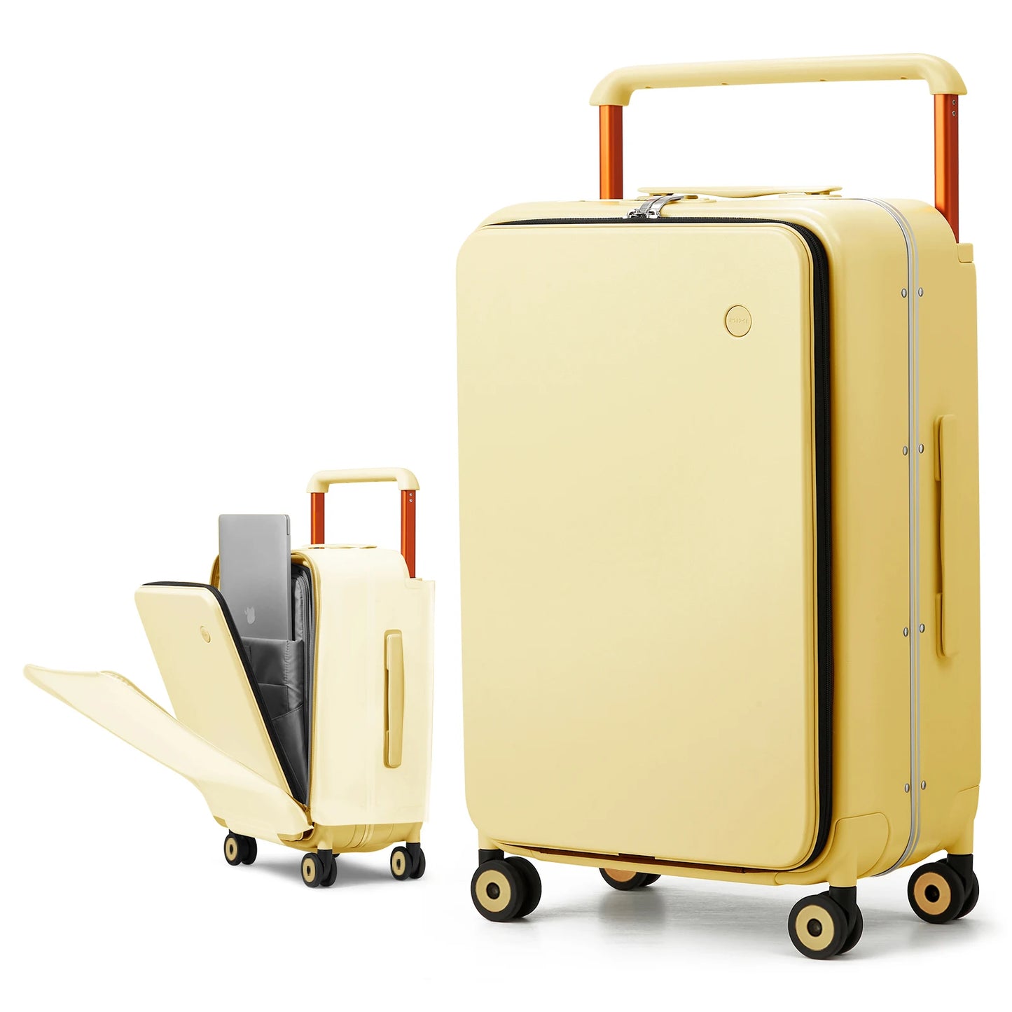 20-inch PC & Aluminum Frame Hardshell Suitcase - Wide Handle Carry-On Luggage