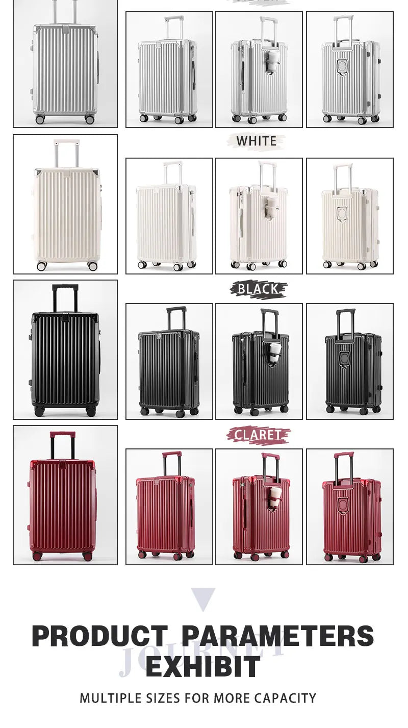 Zippered ABS+PC Suitcase Multi-Functional Large-Capacity Luggage Travel Case