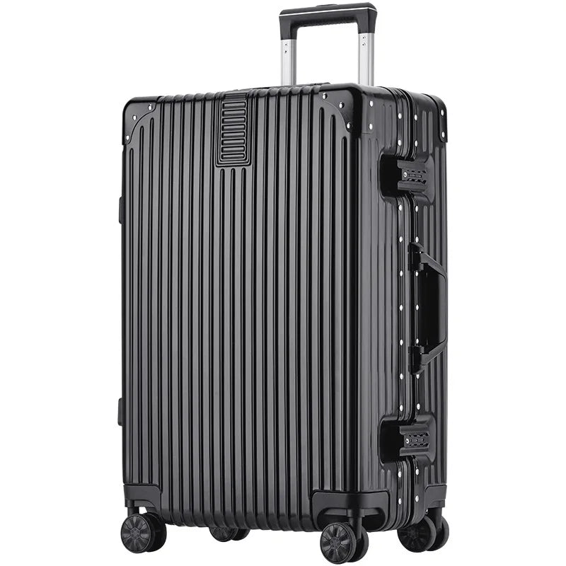 Large capacity aluminum frame suitcase, multi-functional