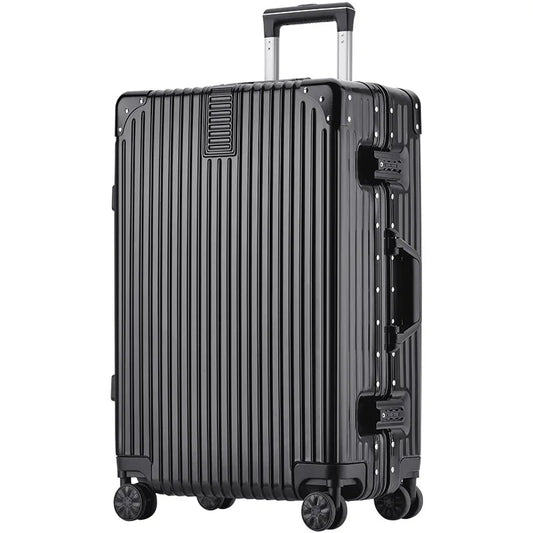Large capacity aluminum frame suitcase, multi-functional
