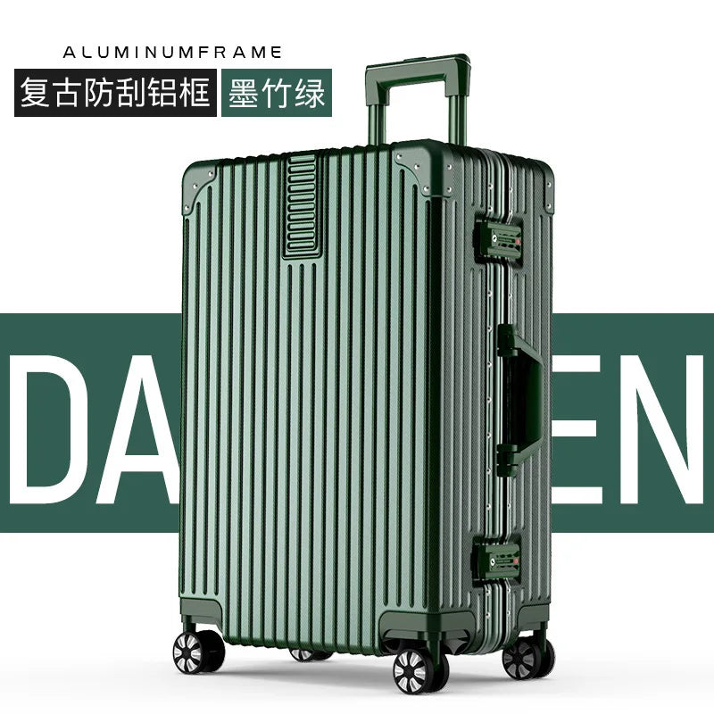 Large capacity aluminum frame suitcase, multi-functional