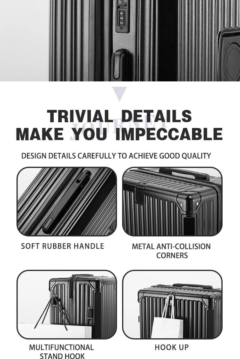 Zippered ABS+PC Suitcase Multi-Functional Large-Capacity Luggage Travel Case