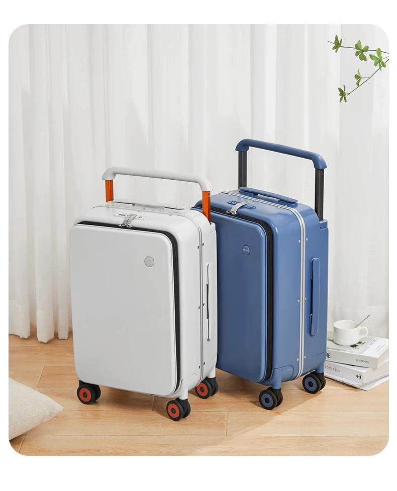 20-inch PC & Aluminum Frame Hardshell Suitcase - Wide Handle Carry-On Luggage
