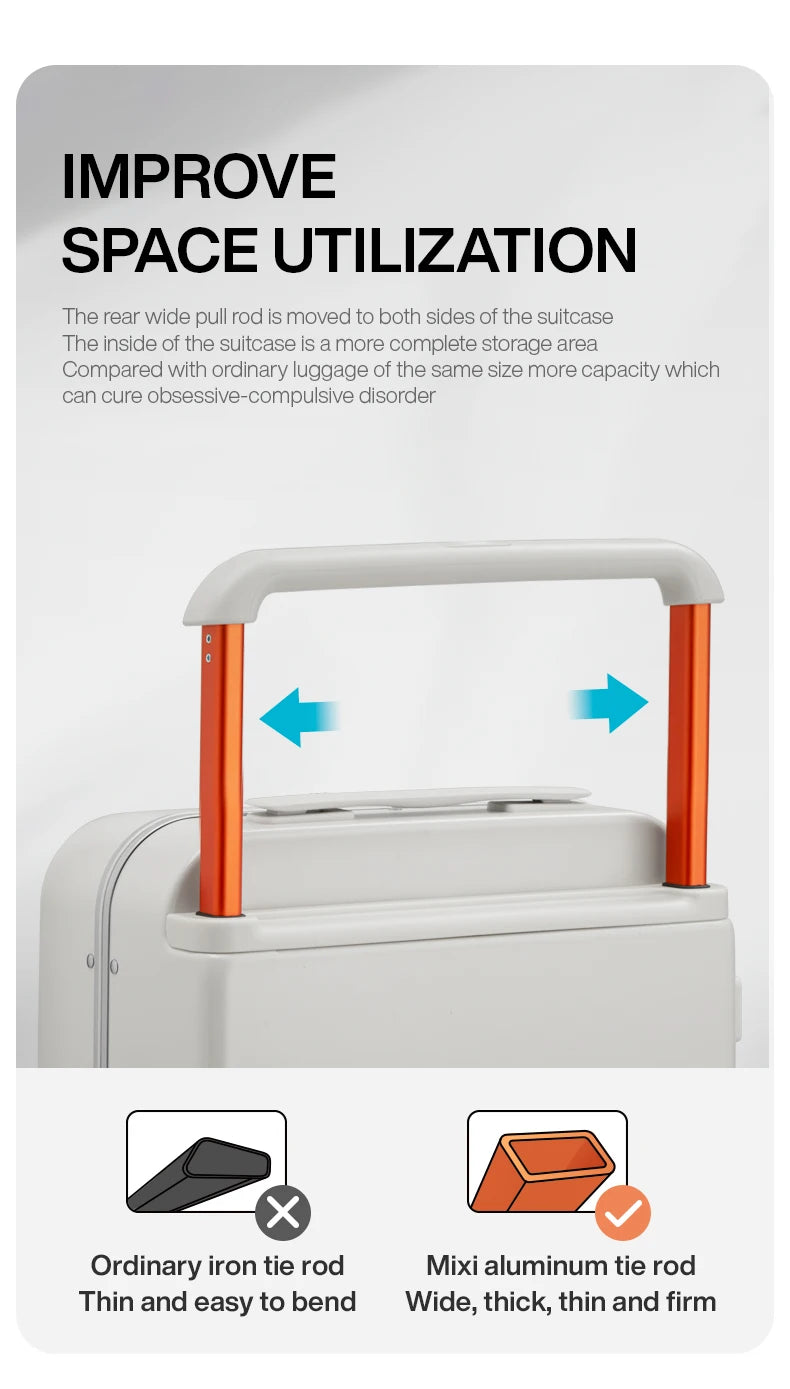 20-inch PC & Aluminum Frame Hardshell Suitcase - Wide Handle Carry-On Luggage