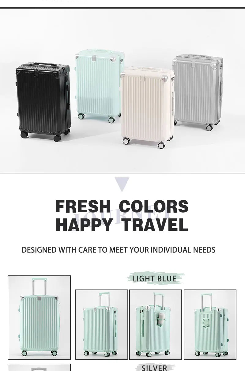 Zippered ABS+PC Suitcase Multi-Functional Large-Capacity Luggage Travel Case