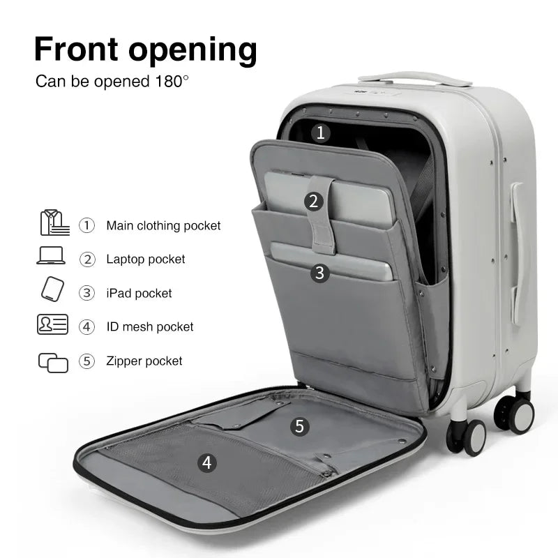 Aluminum Frame PC Hardshell Suitcase - Quick Access, 15.6" Laptop, Spinner 18-24"