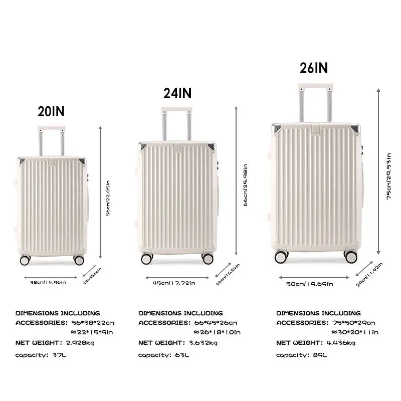 Zippered ABS+PC Suitcase Multi-Functional Large-Capacity Luggage Travel Case