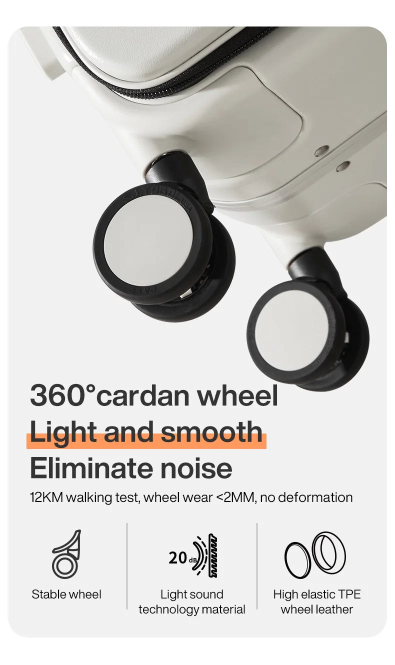 Aluminum Frame Carry-On Suitcase - USB Port, Cup & Phone Holder 20/24 Inch