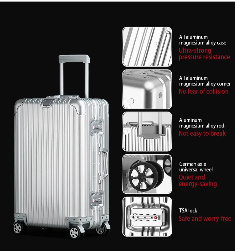 Alloy Hardshell Travel Suitcase - TSA Lock & Spinner Wheels