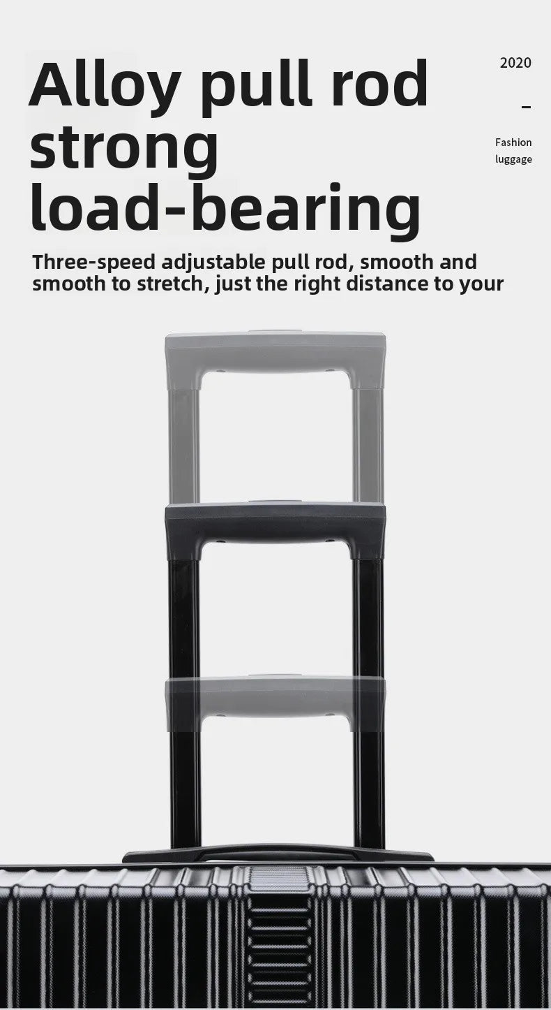 Large capacity aluminum frame suitcase, multi-functional