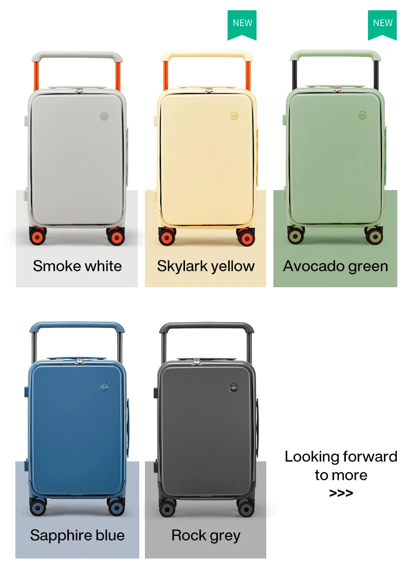 20-inch PC & Aluminum Frame Hardshell Suitcase - Wide Handle Carry-On Luggage