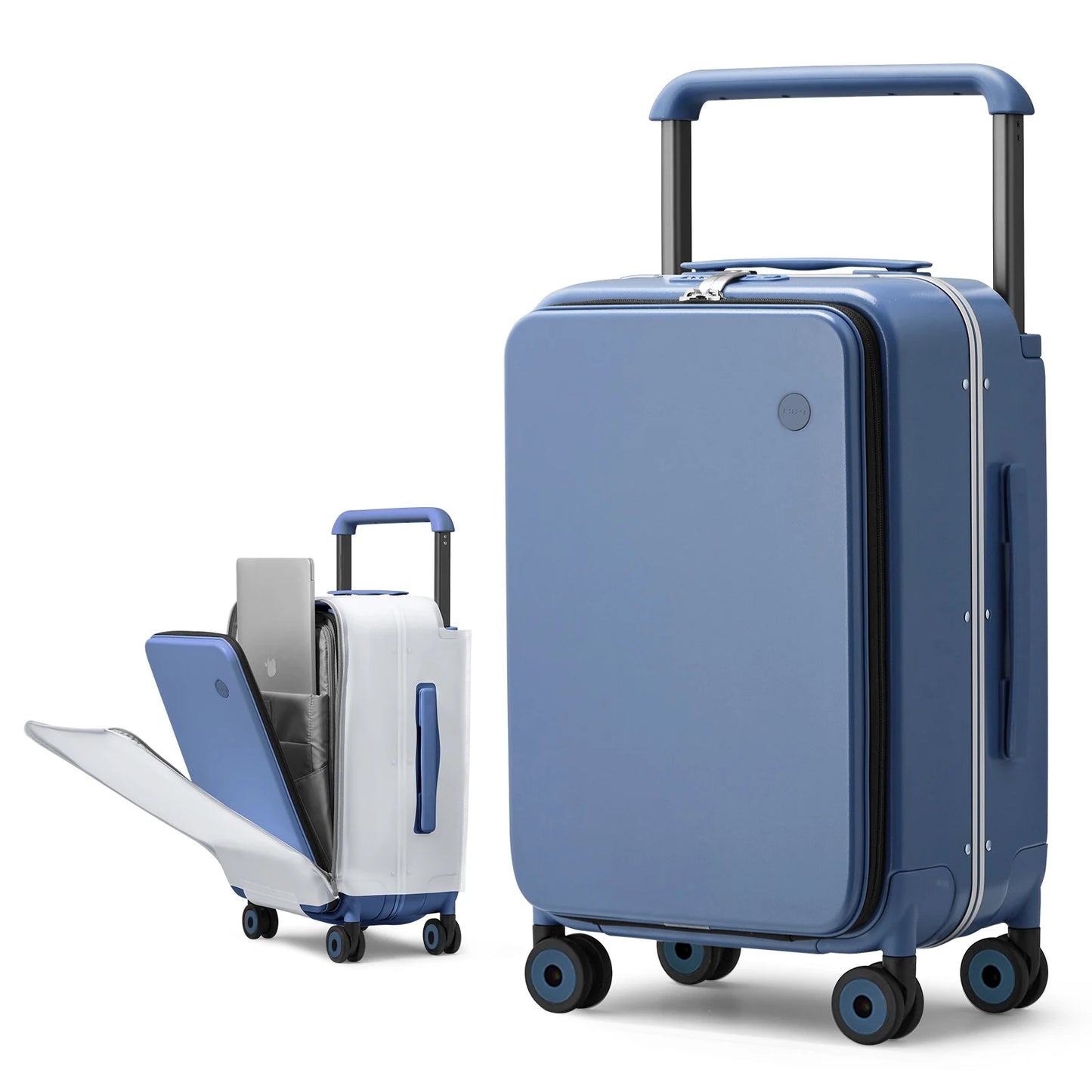 20-inch PC & Aluminum Frame Hardshell Suitcase - Wide Handle Carry-On Luggage