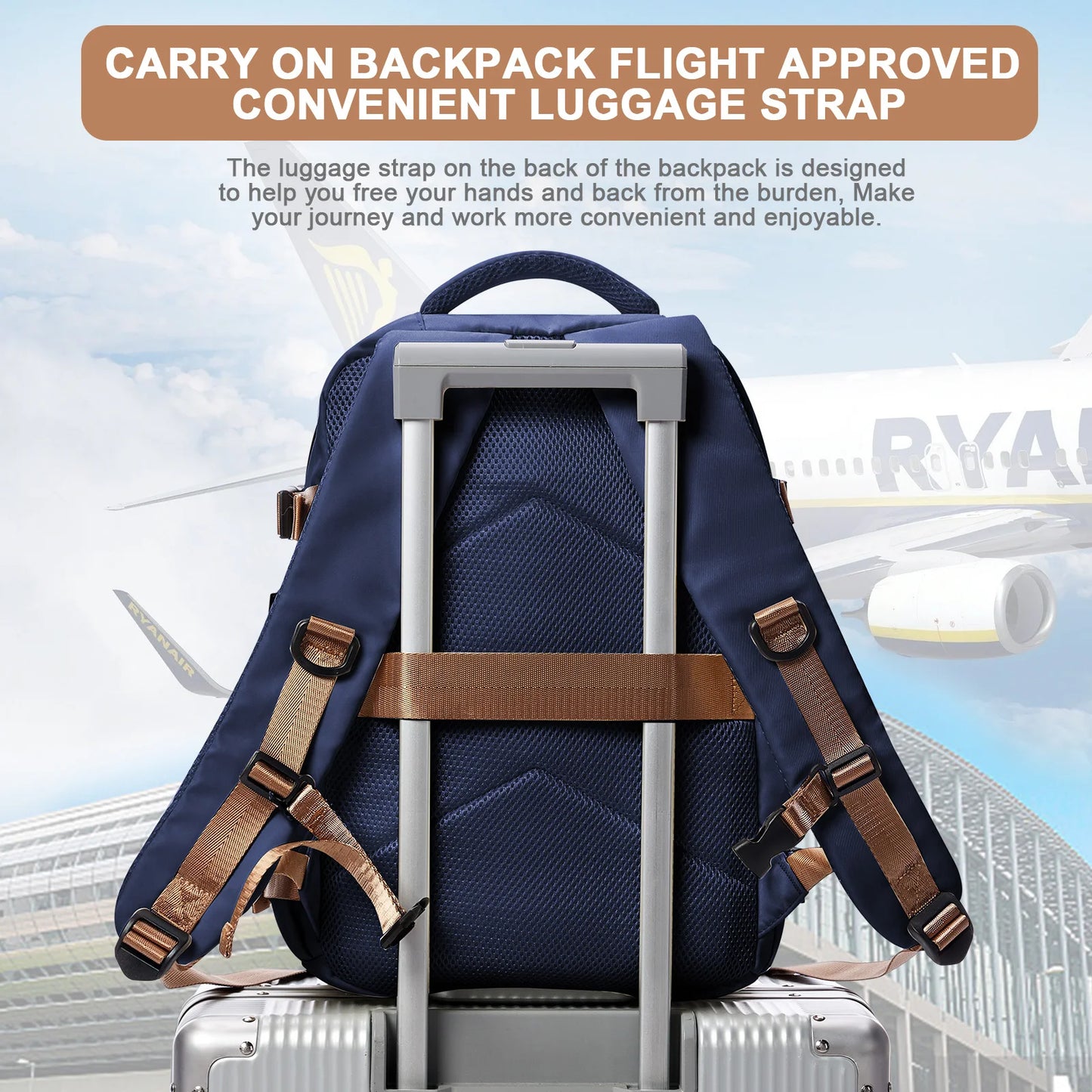 Travel Backpack Cabin Bag, Ryanair Backpack 40x20x25 Carry-Ons, Men Women 15.6 inch Laptop Backpack, Casual 40x28x17 Backpack