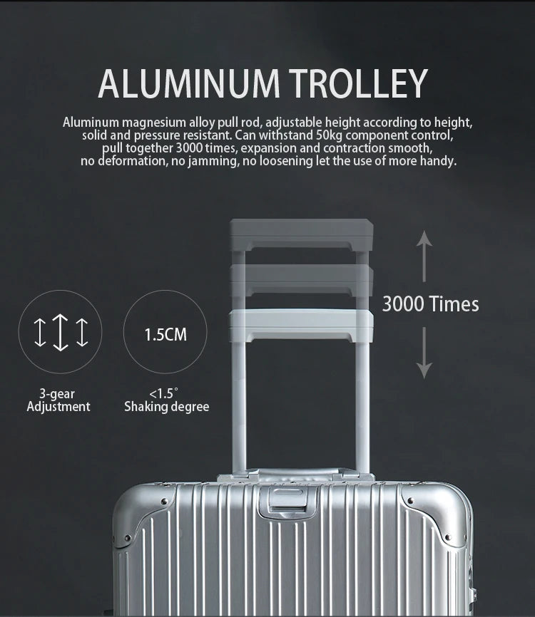 Alloy Hardshell Travel Suitcase - TSA Lock & Spinner Wheels