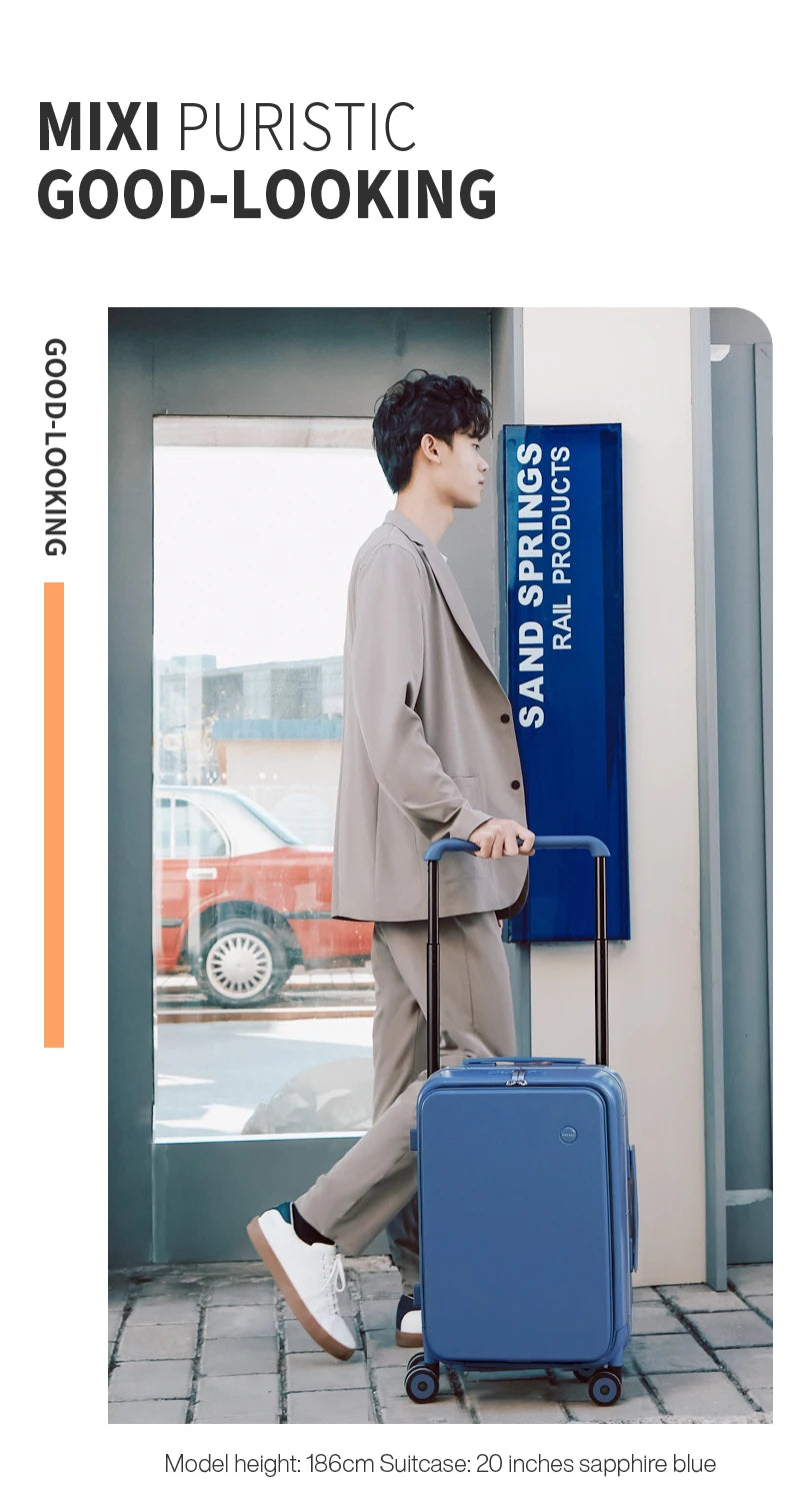 20-inch PC & Aluminum Frame Hardshell Suitcase - Wide Handle Carry-On Luggage