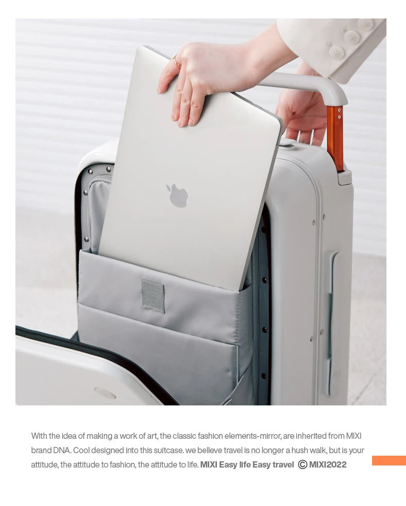 20-inch PC & Aluminum Frame Hardshell Suitcase - Wide Handle Carry-On Luggage