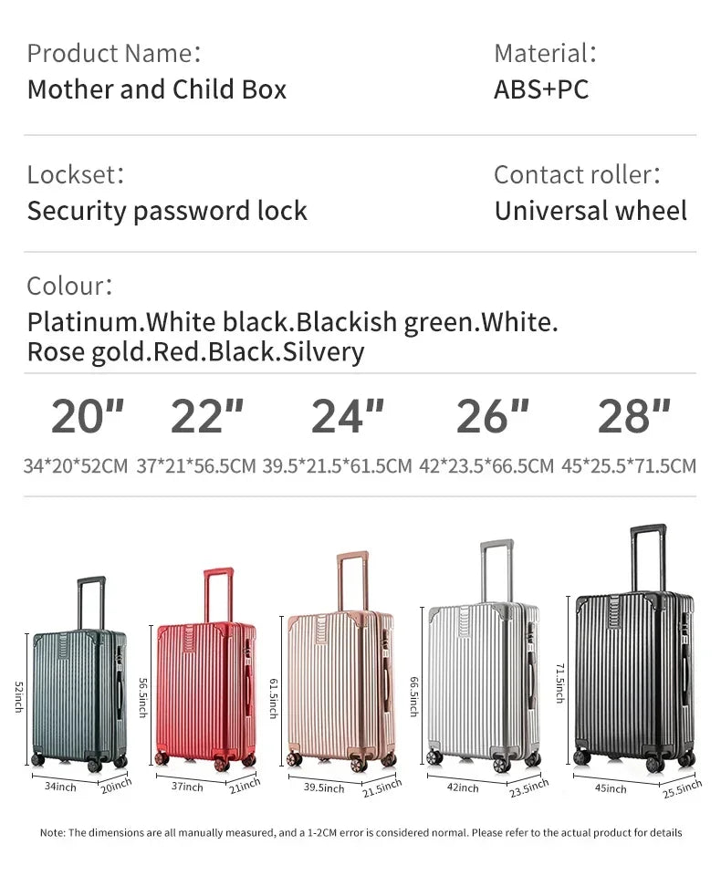 100% Aluminum Magnesium Alloy Luggage Trolley - 20-28 Inch